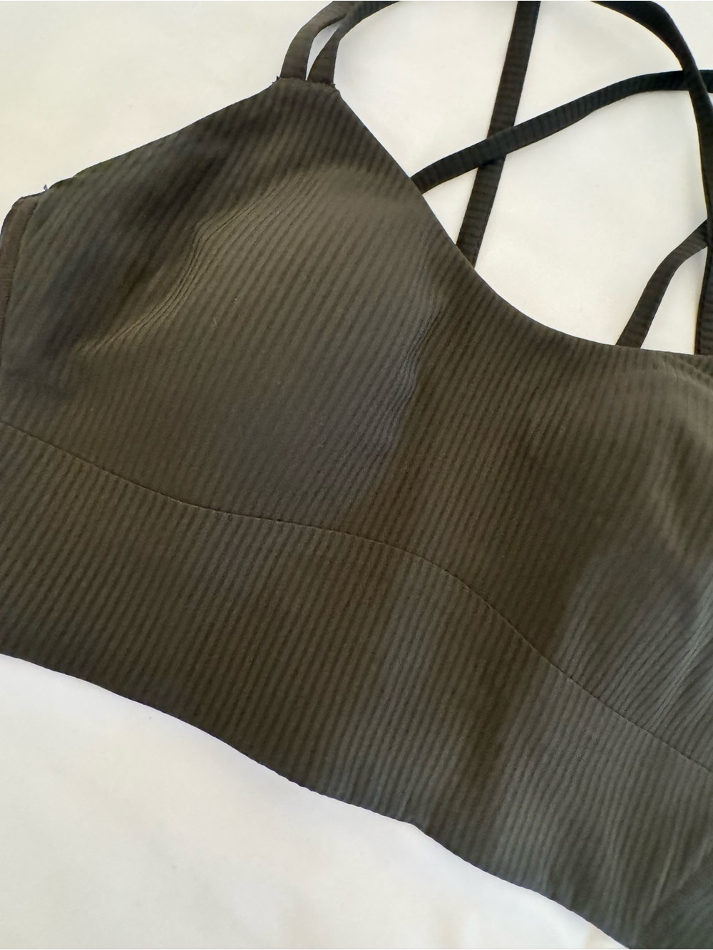 lululemon athletica Dark Green Ribbed Strappy Sports Bra - Picture 2 of 4
